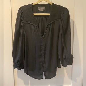 Anthropologie, silk soft black bell sleeve blouse. Never worn